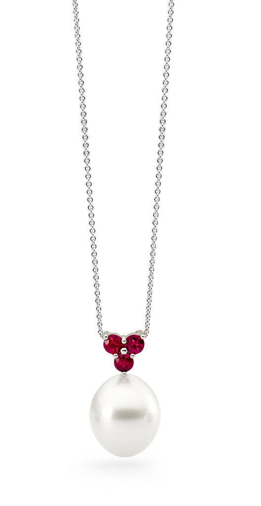 Ruby pearl clearance gold necklace