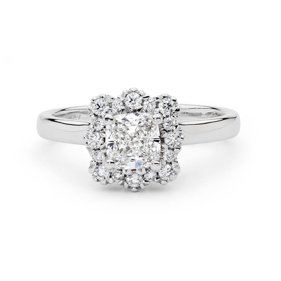 Cushion cut diamond ring