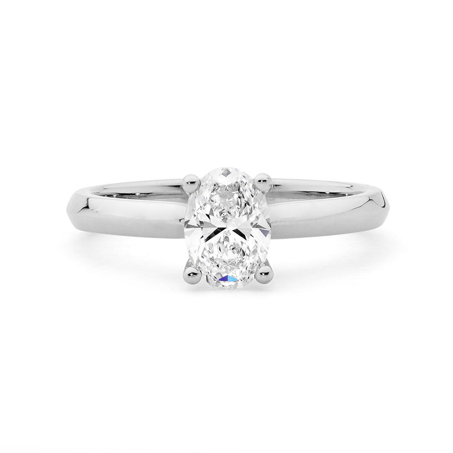 'Aurora' Platinum Oval White Diamond Engagement Ring