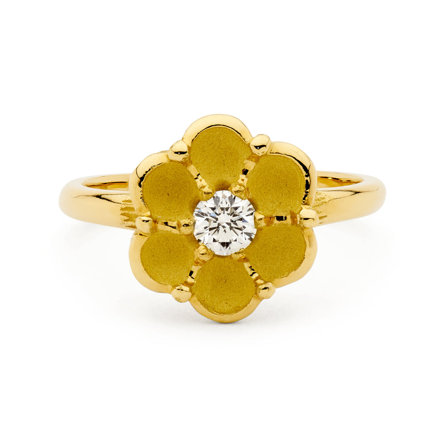 Coastal White Diamond 18ct Gold Flower Ring