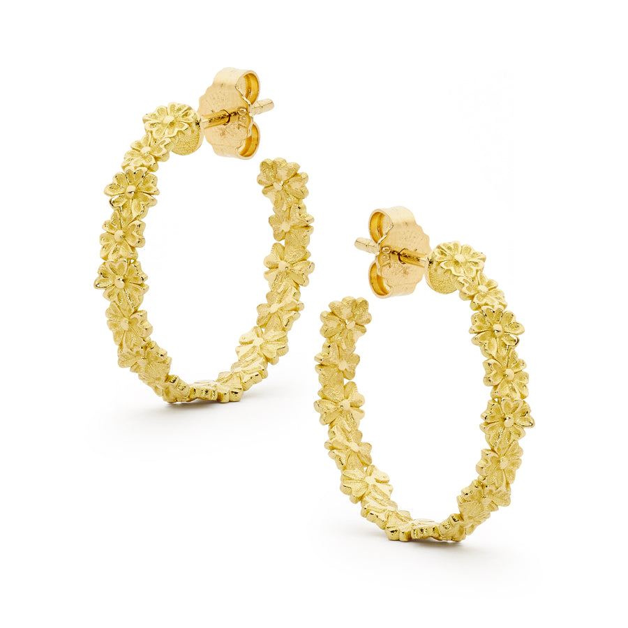 'Wreath Flower' 18ct Gold Hoop Earrings