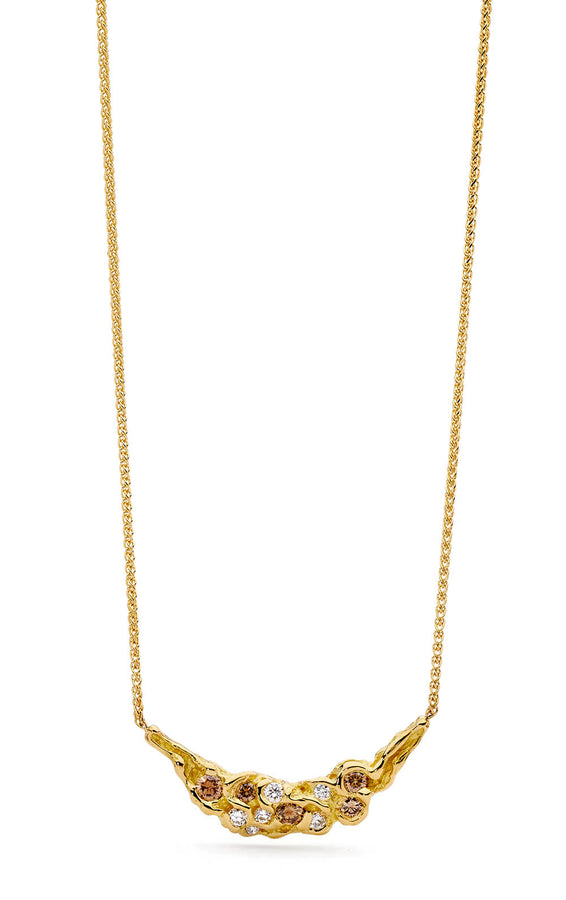 'Pools of Champagne' Champagne & White Diamond necklace