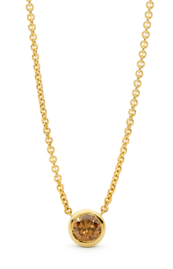 'Desert Sun' Champagne Diamond Bezel Set Necklace
