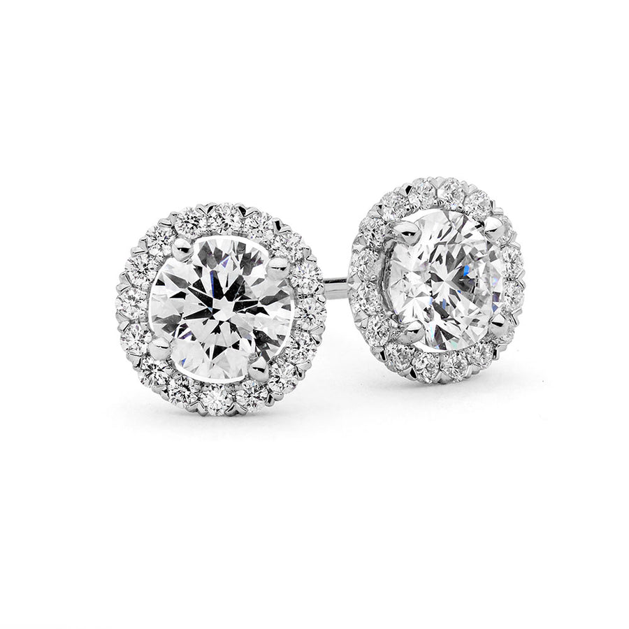 'Halo' 18ct White Diamond Stud Earrings