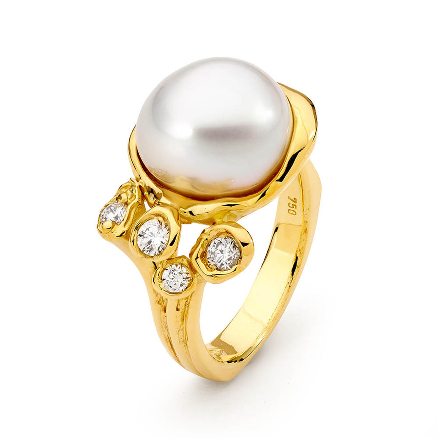 'Radiance' Australian South Sea Pearl & Diamond Ring