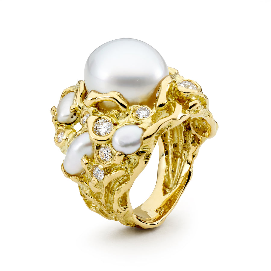 'Saltbush' Australian South Sea Pearl & Diamond Ring