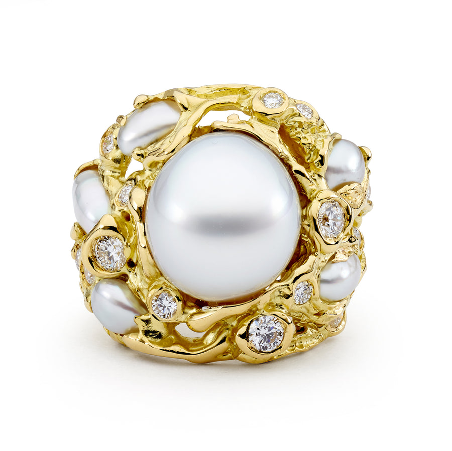 'Saltbush' Australian South Sea Pearl & Diamond Ring