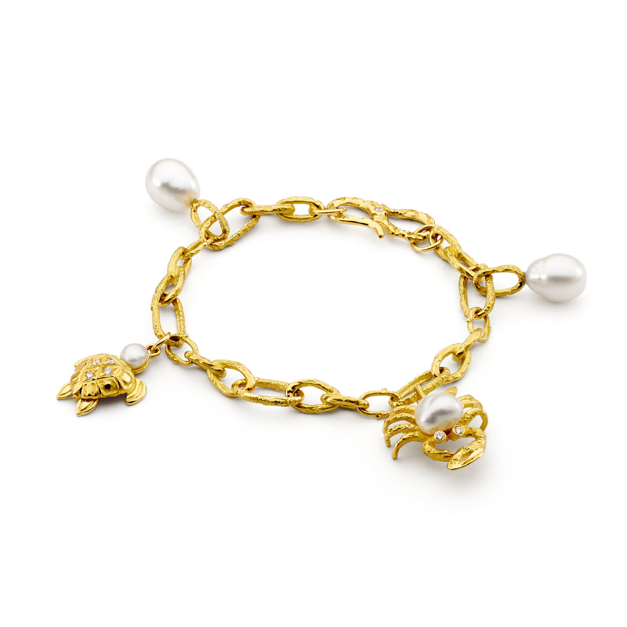 'Sea Creatures' 18ct Yellow Gold & Diamond Bracelet