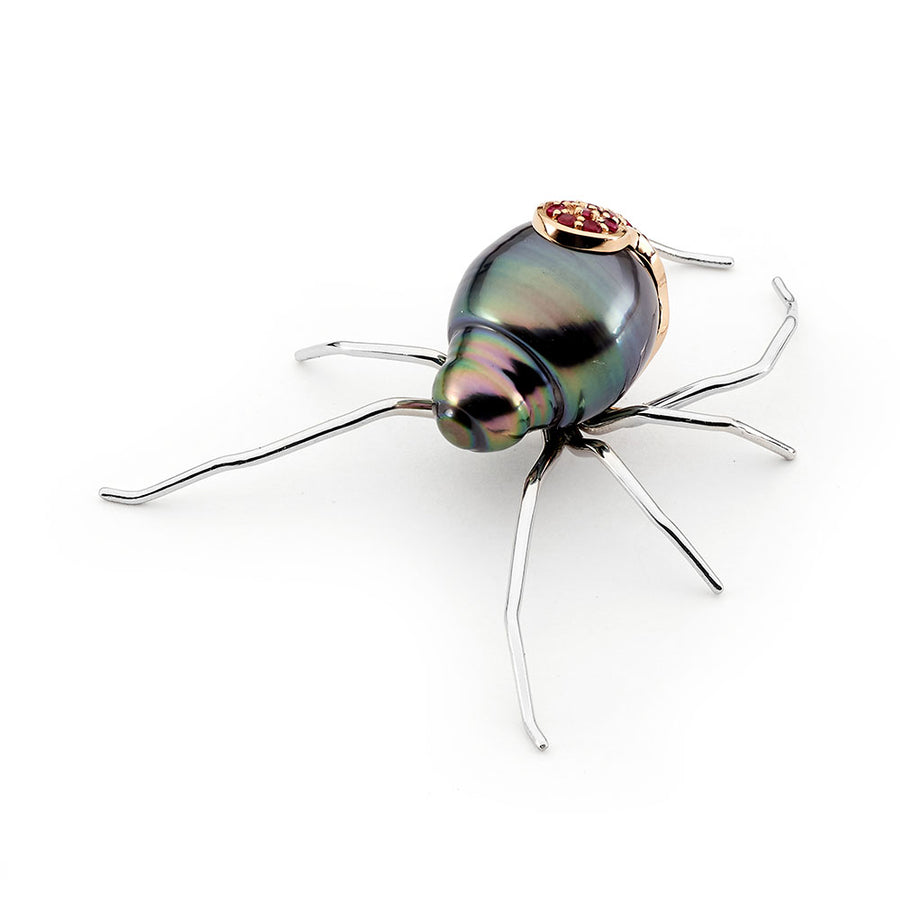 'Red Back' Tahitian Pearl Brooch