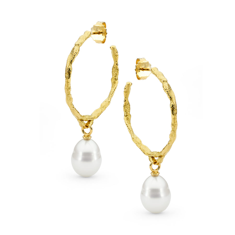 Textured Pearl Hoop Earrings