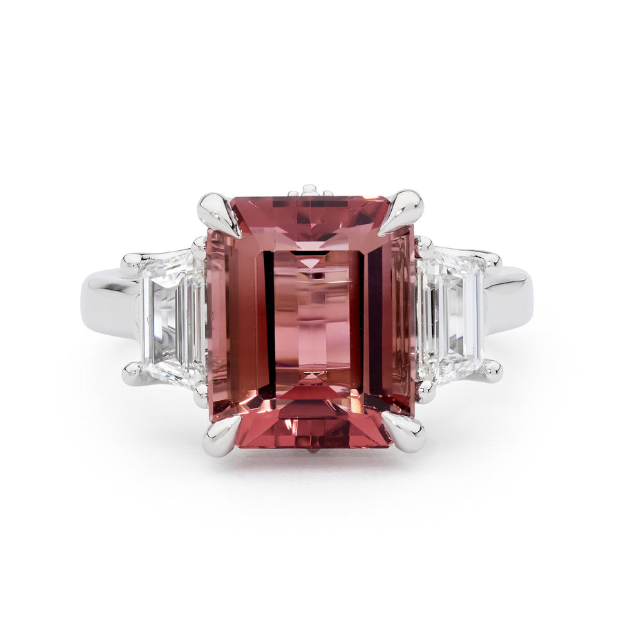 'Crimson Plains' Pink Tourmaline & Diamond Ring