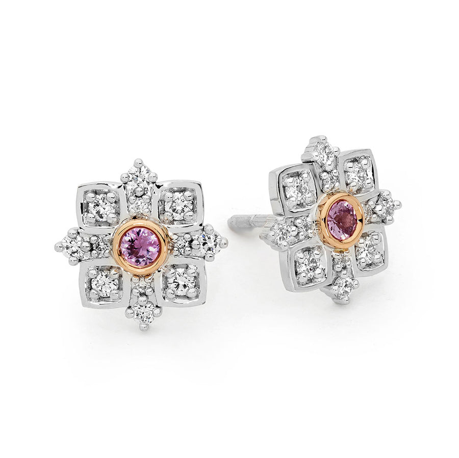 'Geraldton Wax' Pink Sapphire Earrings