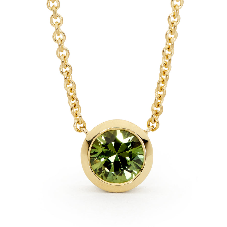 'Sunset Dance' Bezel Set Green Sapphire Necklace