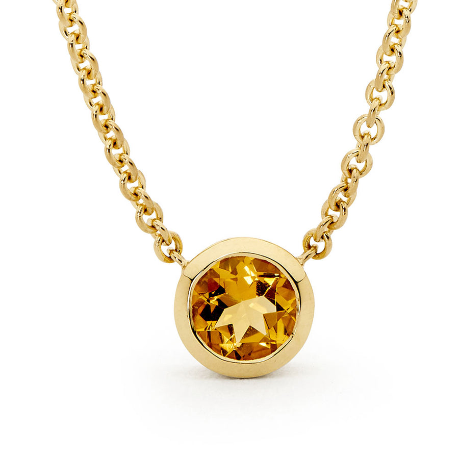 'Sunset Dance' Bezel Set Yellow Sapphire Necklace