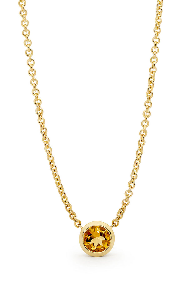 'Sunset Dance' Bezel Set Yellow Sapphire Necklace