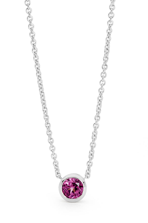 'Sunset Dance' Bezel Set Rhodalite Garnet Necklace