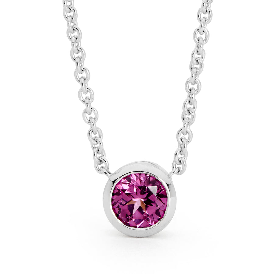 'Sunset Dance' Bezel Set Rhodalite Garnet Necklace