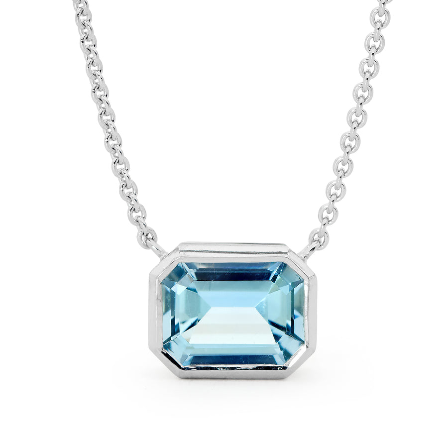 'Sunset Dance' Bezel Set Aquamarine Necklace