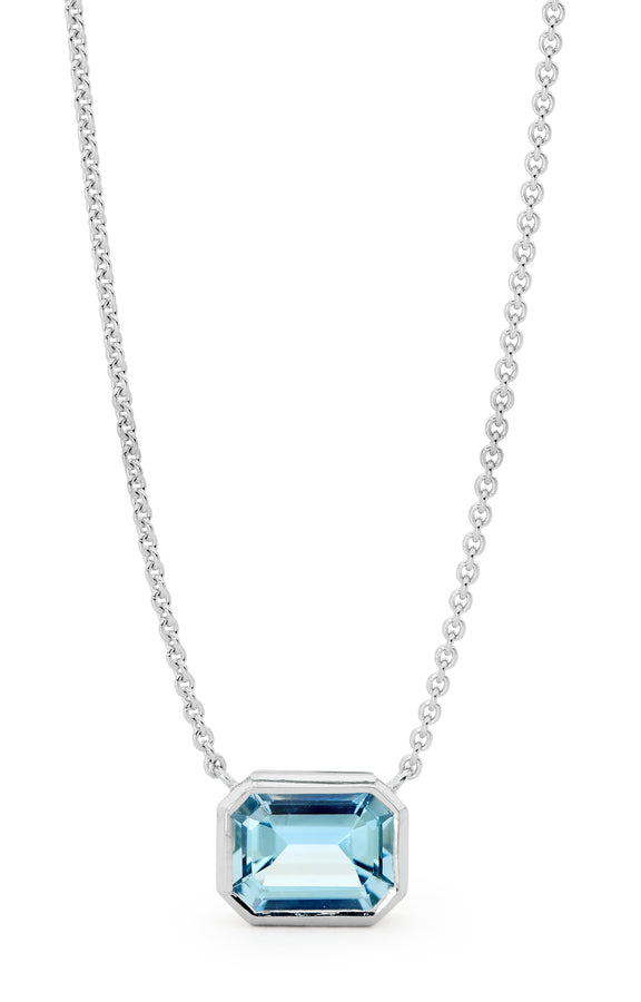 'Sunset Dance' Bezel Set Aquamarine Necklace