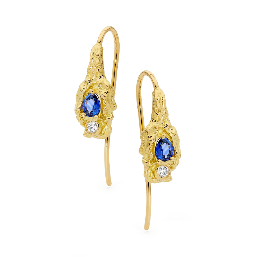 'Kingfisher Blue' Sapphire & Diamond Earrings