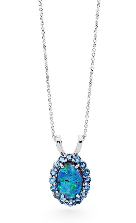 'Serene Pools' Boulder Opal & Aquamarine Necklace