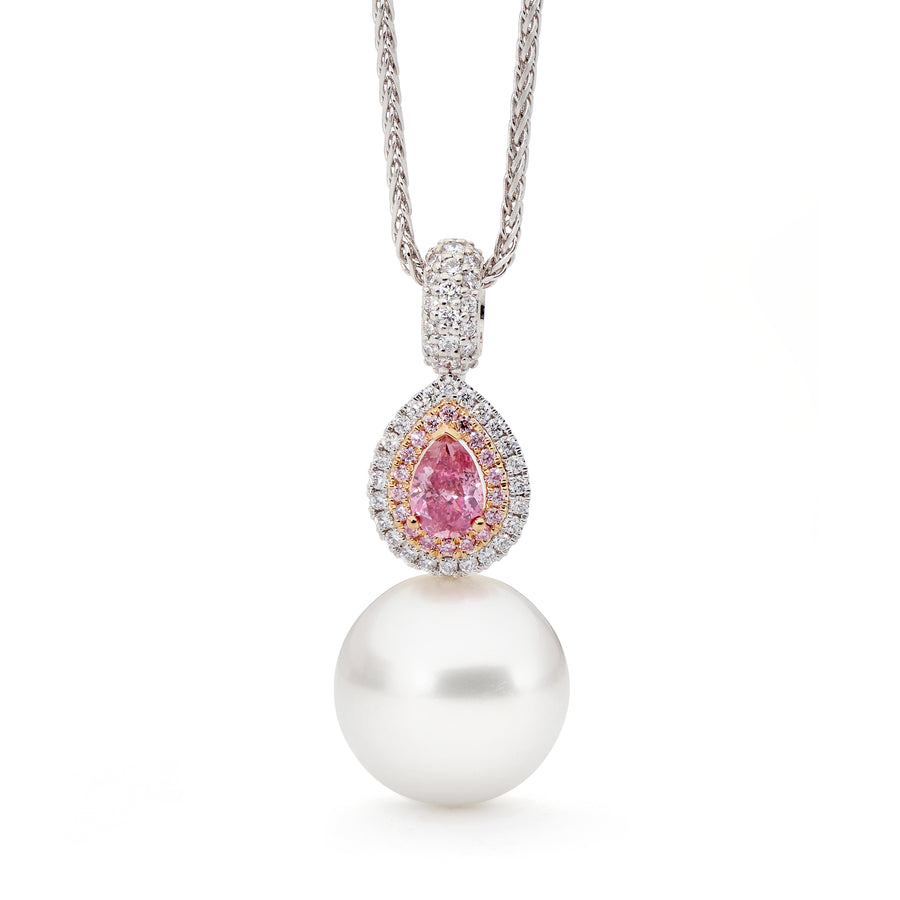 'The Australian Princess' Argyle Pink Diamond & South Sea Pearl Pendant