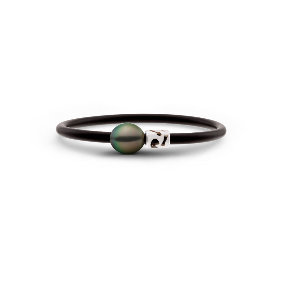 Black Pearl & Sterling Silver Neo Bangle