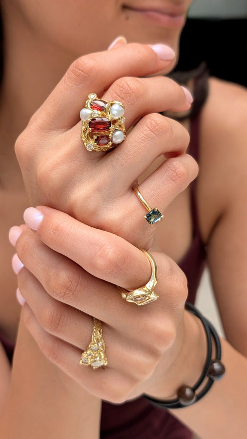 'Earthstone' Garnet & South Sea Pearl Ring