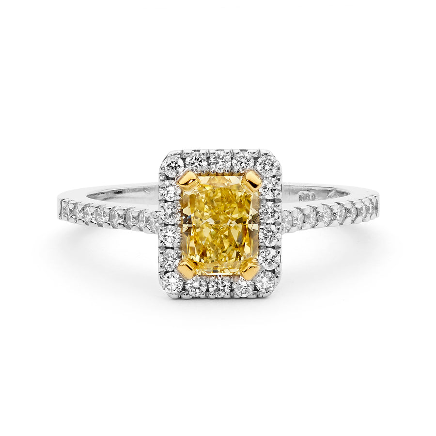 Radiant Cut Yellow Diamond Ring