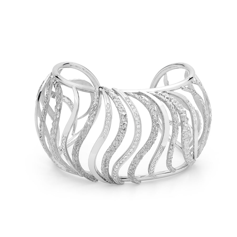 Diamond Wave Cuff Bangle online jewellery shop perth jewellery stores jewellery stores perth australian jewellery designers bridal jewellery australia diamonds perth