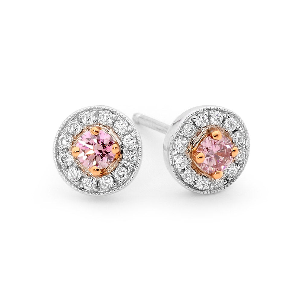 Pink diamond earrings deals studs