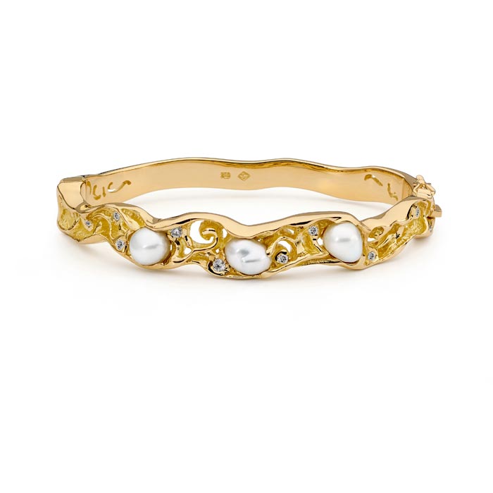 Keshi Pearl and Diamond Bangle online jewellery shop buy jewellery online jewellers in perth perth jewellery stores wedding jewellery australia diamonds for sale perth