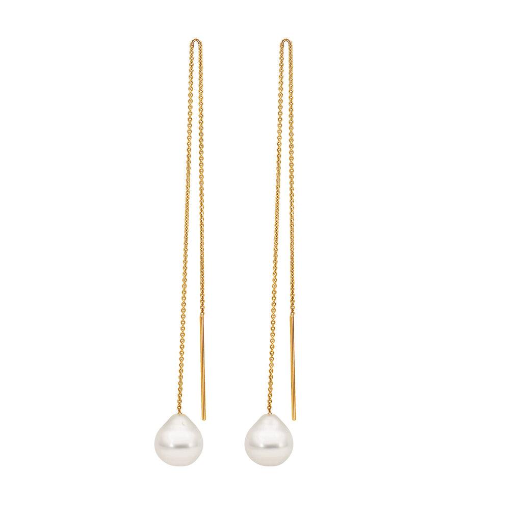 Gold Trace Chain South Sea Pearl Earrings – Linneys Jewellery