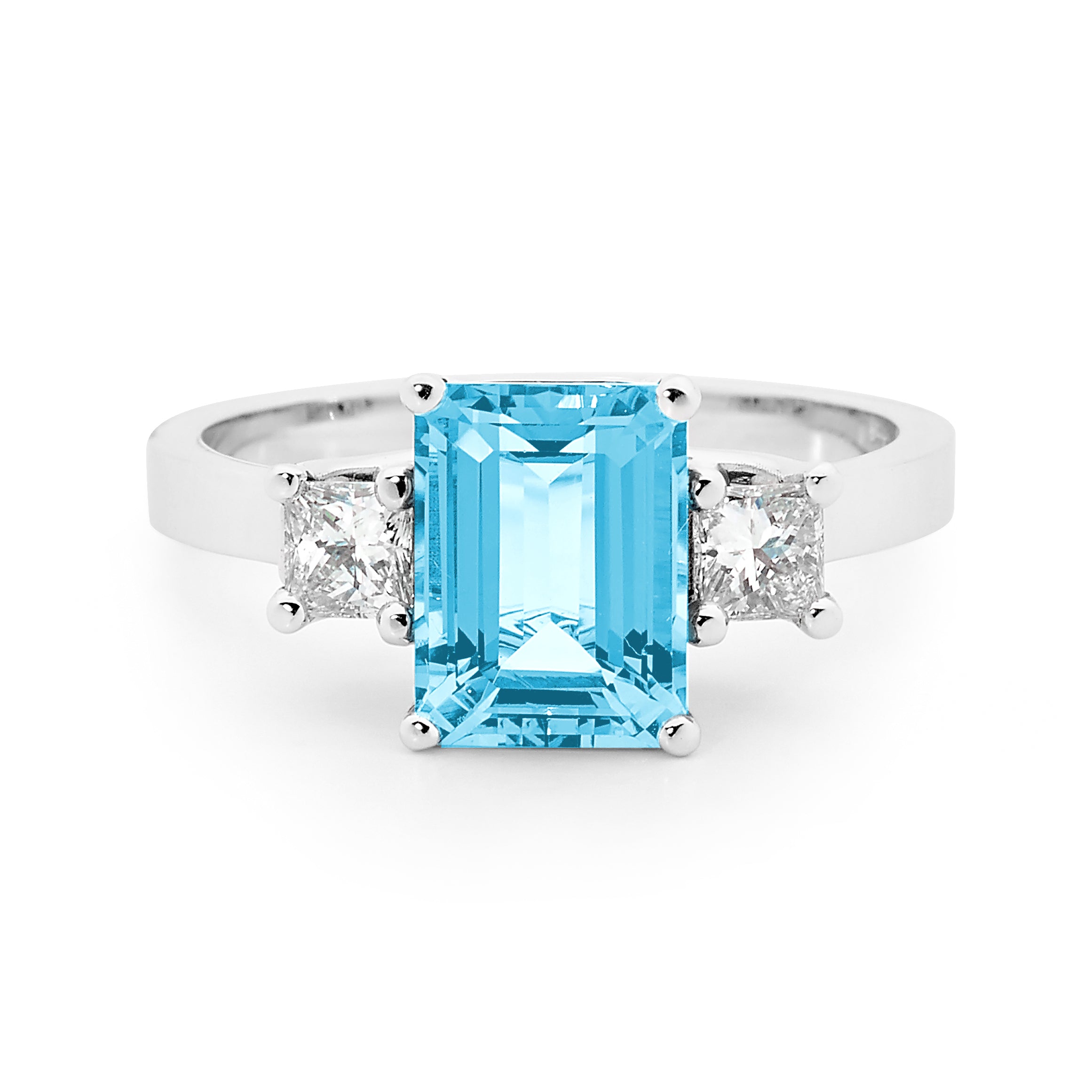 Aquamarine engagement sale ring emerald cut