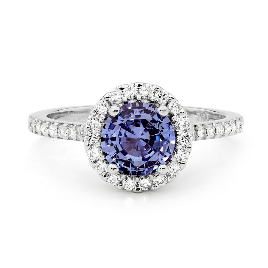 White Gold Diamond and Sapphire Ring